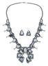 Navajo Genuine Sterling Silver White Buffalo Turquoise Squash Blossom Necklace Set JX127024